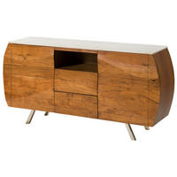 SIDEBOARD Akazie 154x40x75 natur lackiert / Marmor weiß MONTREAL #126 - Braun, Holz (154/75/40cm) - Massivmoebel24