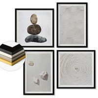 WANDBILDER 4er-Set - 50x50 cm & 40x60 cm Schwarzer Rahmen - Sandsteine moderne Farbe - Schwarz, Kunststoff (50/50cm) - ArtPrintCave