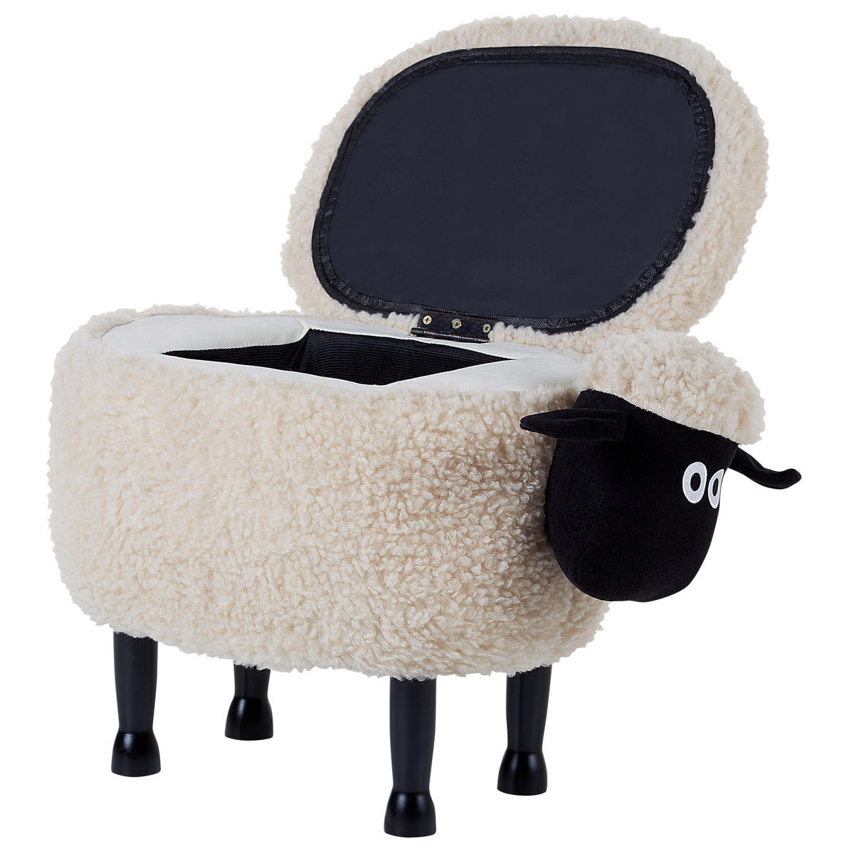 HOCKER Sheep 35/55/40 cm - Beige, Kunststoff/Textil (55/40/35cm) - Beliani