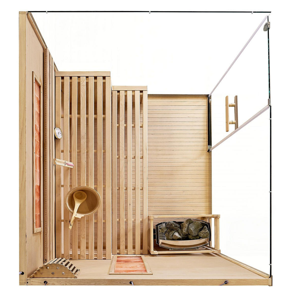 SAUNA Vantaa 150 x 140 cm mit 4,5 kW Saunaofen - Naturfarben, Holz (140/190/150cm) - Artsauna
