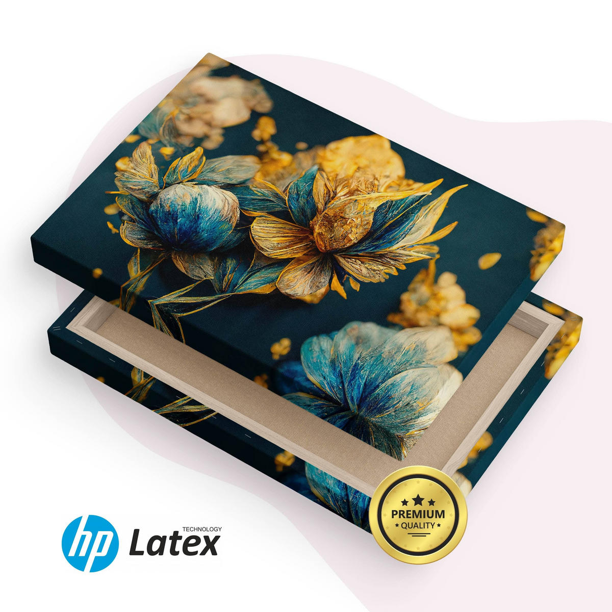 LEINWANDBILD Abstrakte Blumen 3D Glamour Stil 40cm x 30cm - Türkis/Blau, Textil (40/30cm) - Muralo