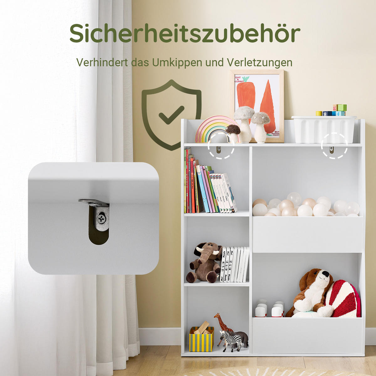 KINDERREGAL Weiß - Weiß, Holzwerkstoff (80/104/34cm) - SoBuy