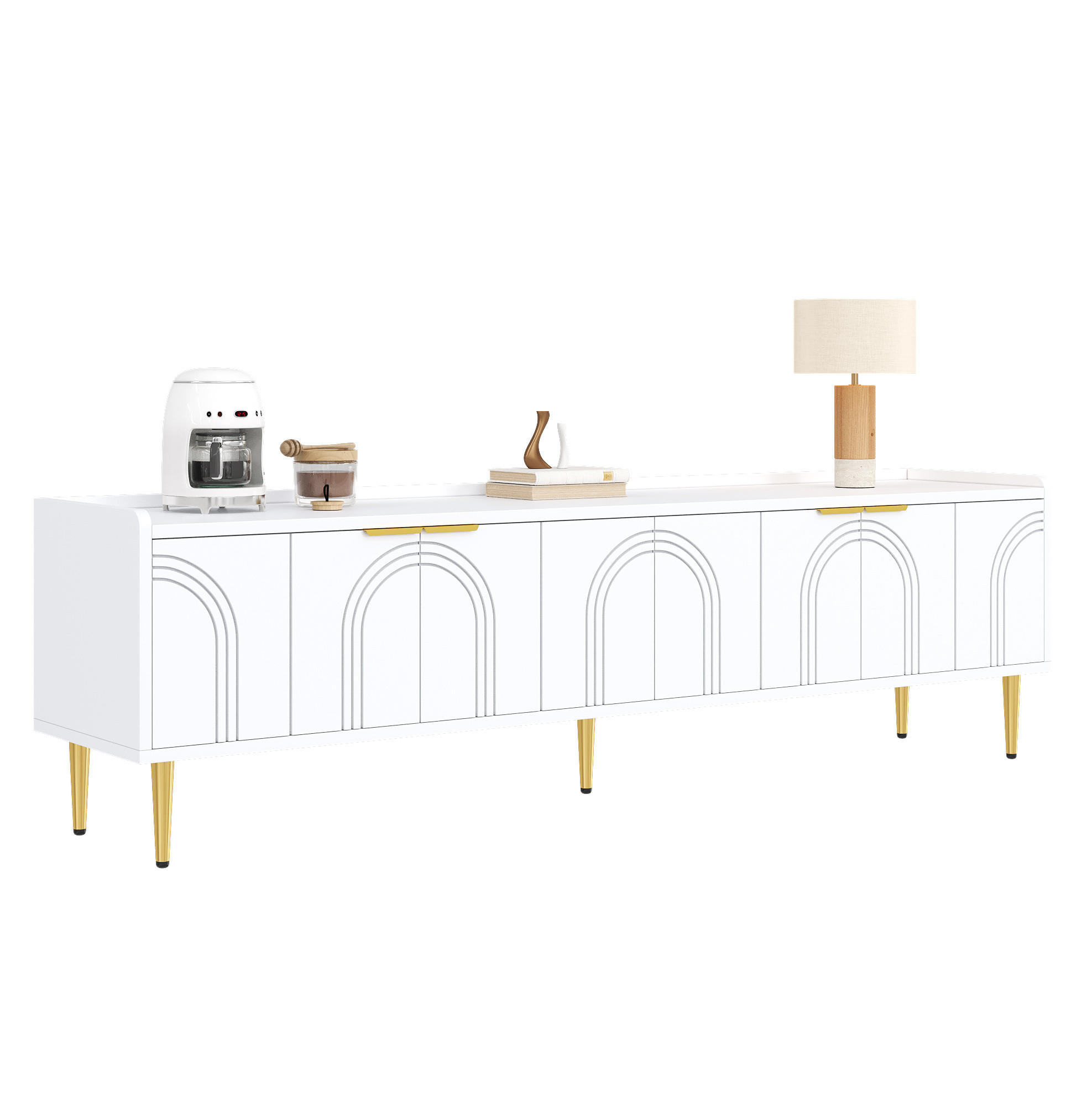 TV-ELEMENT mit Kabeldurchführung 170 x 35 x 47,5 cm MDF Weiß - Weiß, Holzwerkstoff (35/47.5/170cm) - Beauniv