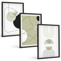 BILDER SET 3er Set - 40x60 cm Schwarzer Rahmen - Abstrakte Formen und Farben - Schwarz, Kunststoff (40/60cm) - TULUP