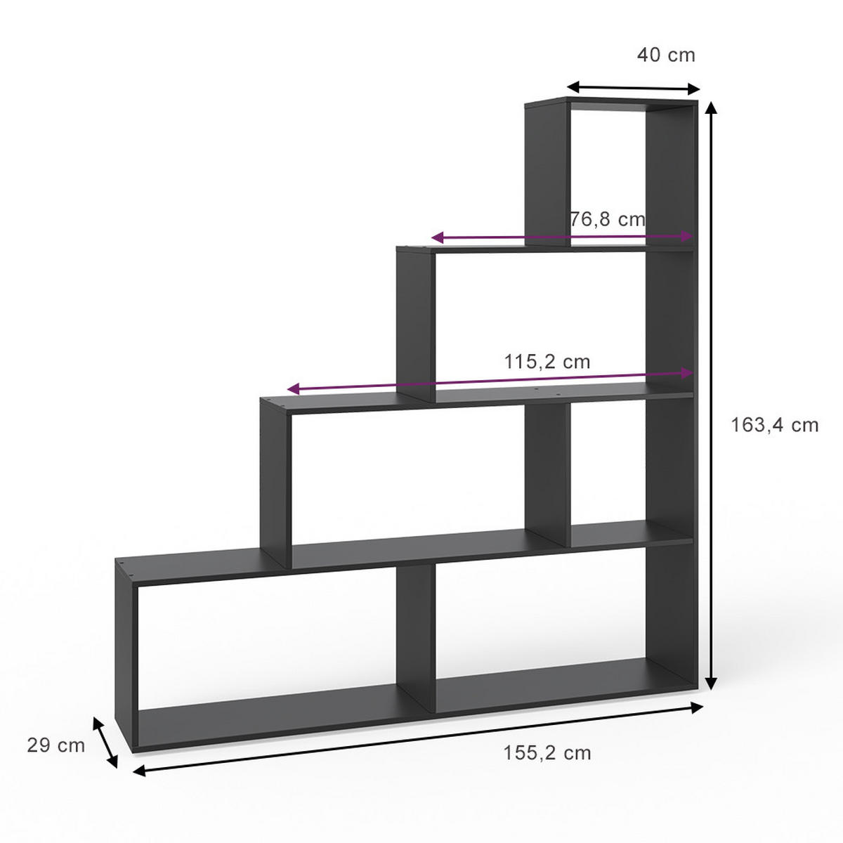 Schwarz, Holzwerkstoff (163/155/29cm) - Vicco