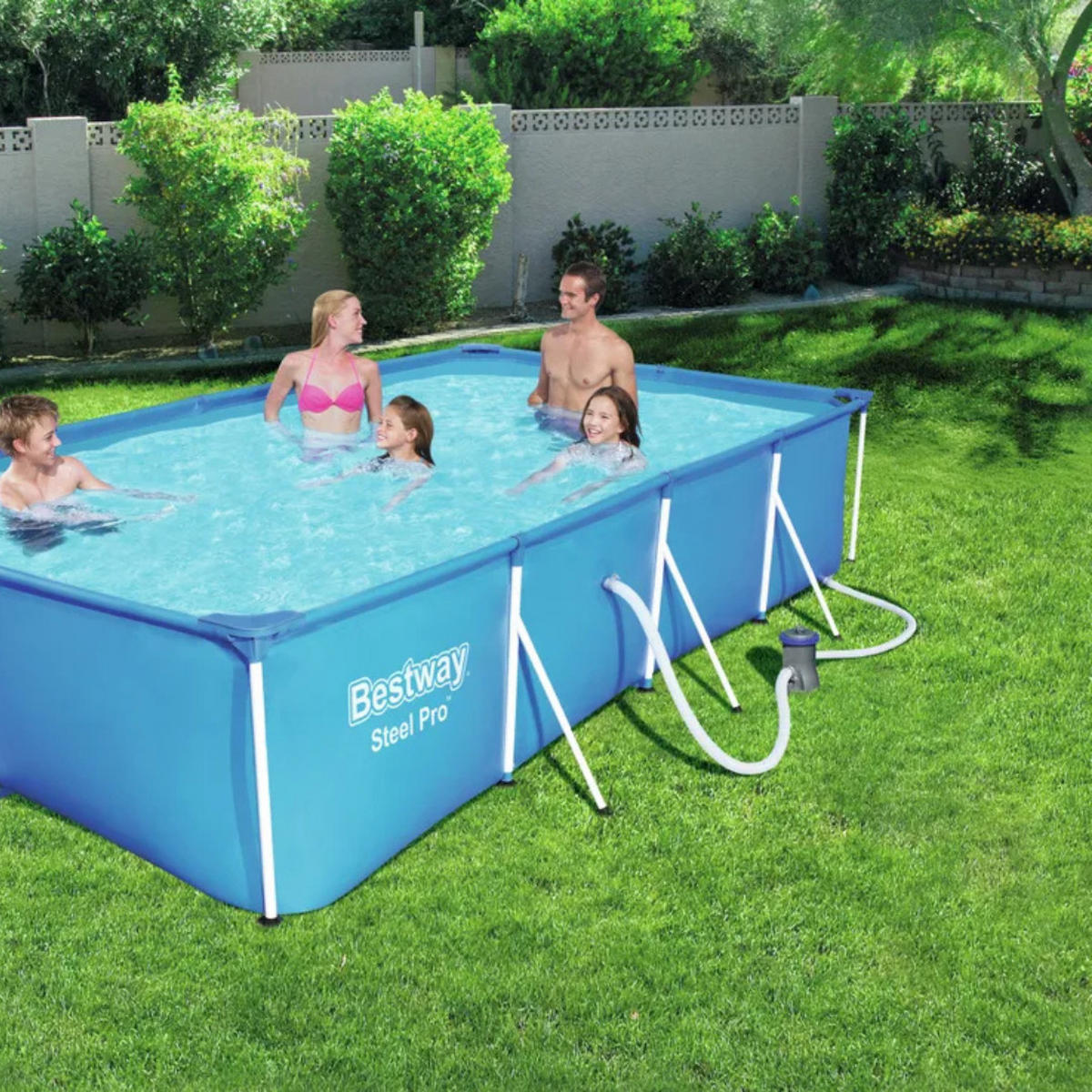 FRAMEPOOL, Rechteckig, 400x211x81 cm, Aufstellpool, Komplettset, Familienpool, Gartenpool, mit Pumpe, robust, Sommerpool, groß, Outdoor - Blau, Kunststoff (400/81/211cm) - Bestway