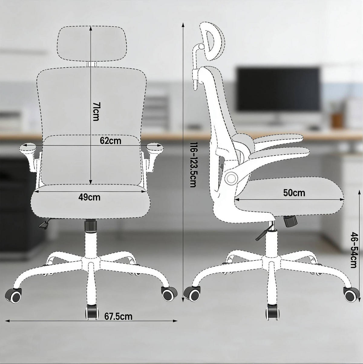 BÜROSTUHL ergonomisch höhenverstellbar Beige mit Rädern - Beige, Metall (62/123.5/67.5cm) - Meubliv