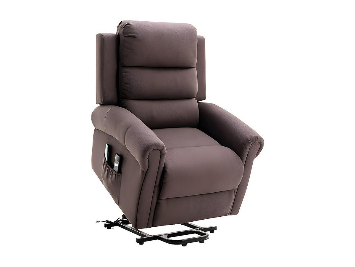 MASSAGESESSEL mit elektrischer Aufstehhilfe - Stoff - Braun - LOVARI - Braun, Textil (84/107/91cm) - Vente-Unique