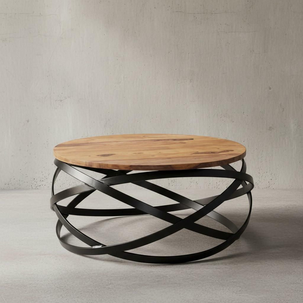 COUCHTISCH Industrial, Braun, Massives Holz und Metall, Modernes Design - Schwarz/Braun, Holz/Metall (60/60/30cm) - KADIMA DESIGN