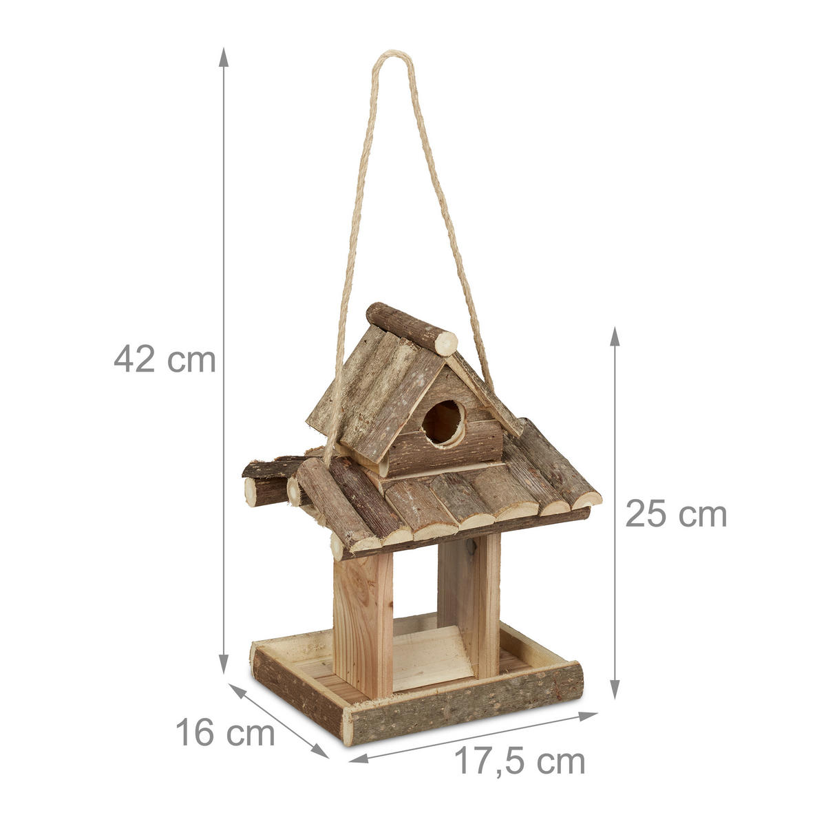 VOGELFUTTERHAUS - Hellbraun, Holz/Kunststoff (17.5/25/16cm) - Relaxdays