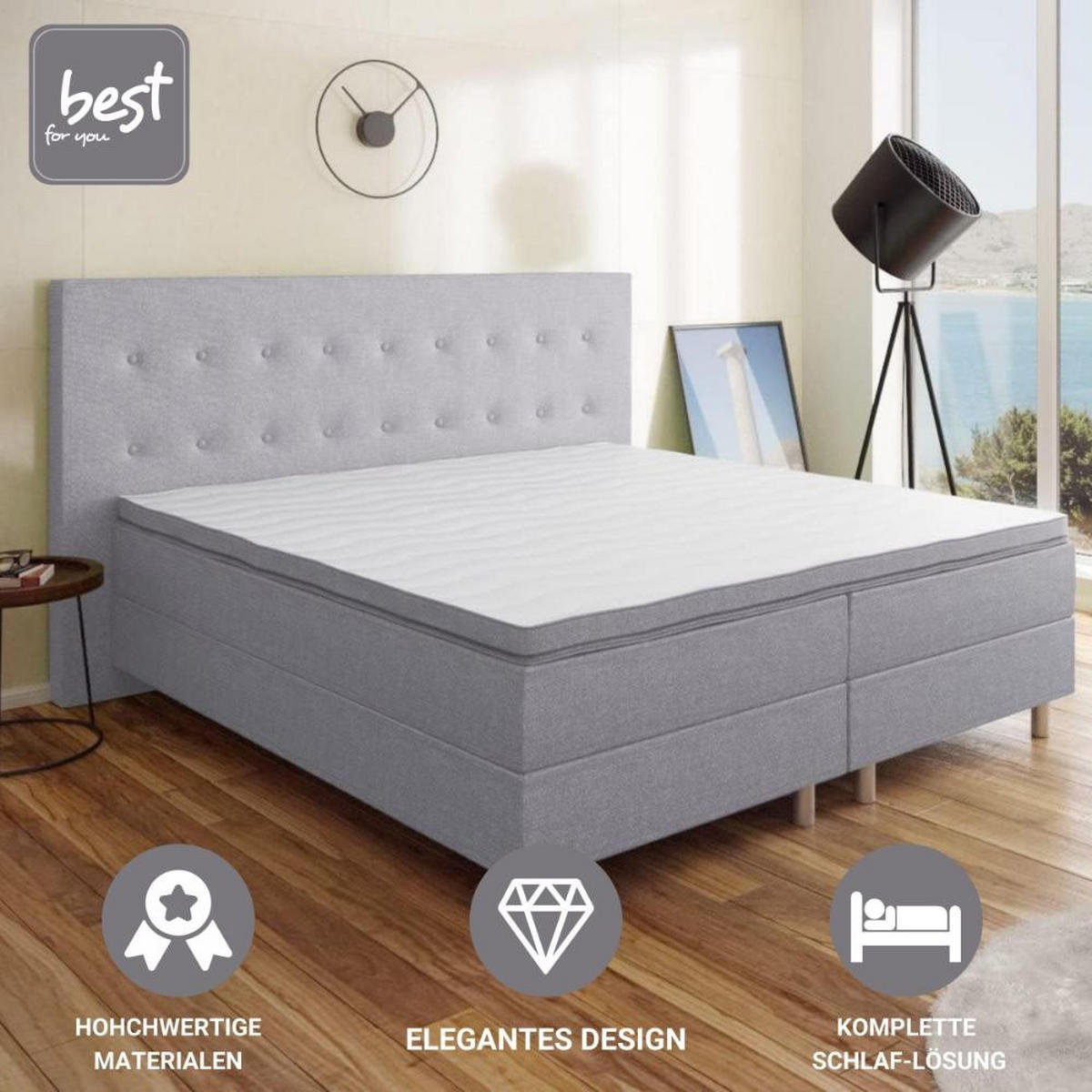 BOXBETT Neo First Class Bett Polsterbett - Silberfarben, Holz/Holzwerkstoff (160/200cm) - Best For Home