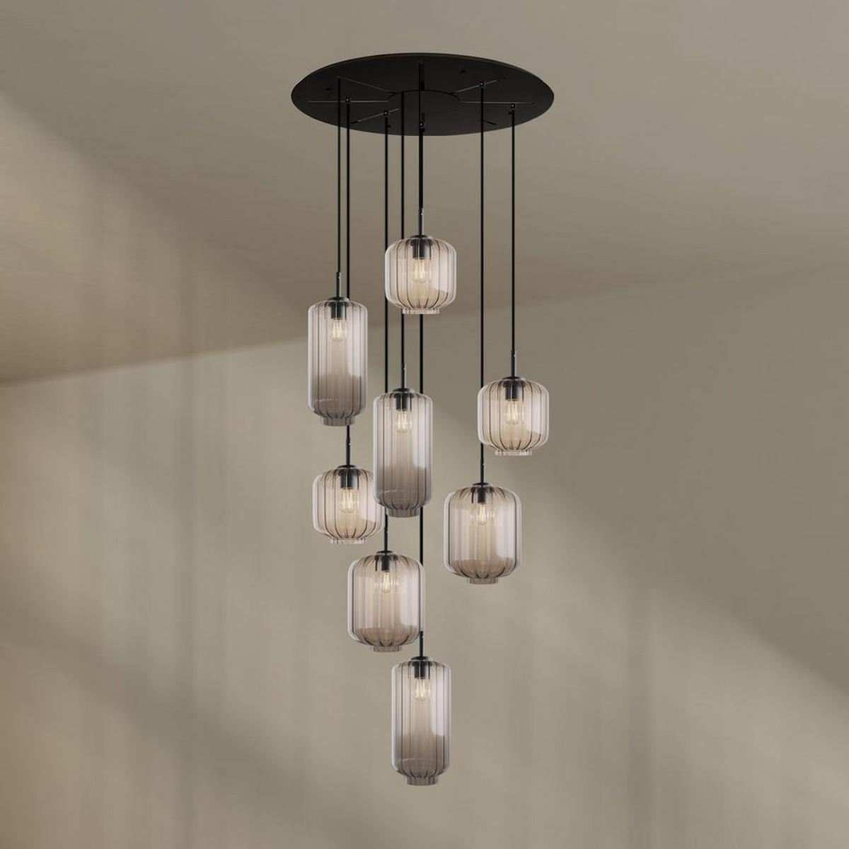 GALERIELEUCHTE Velo 8-flammig Klar Ø 18/20/25cm - Klar/Schwarz, Glas (25/25/27cm) - s.luce