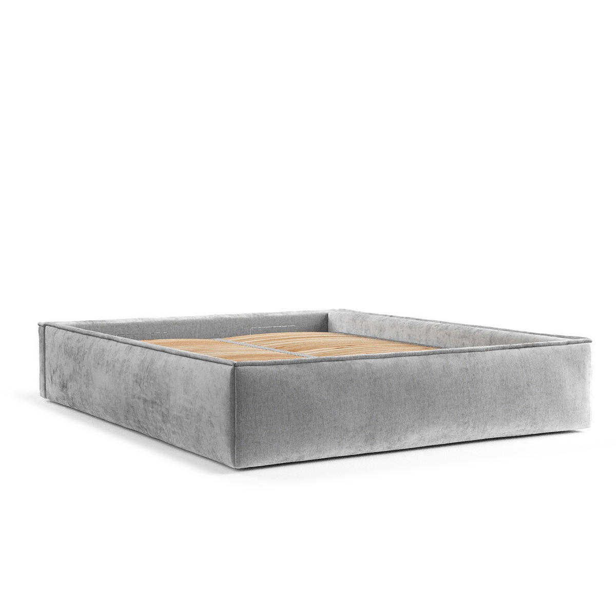 POLSTERBETT Alvar Hellgrau 180/200 cm im Chenille-Stoff - Hellgrau/Schwarz, Holz/Holzwerkstoff (180/200cm) - Maison de Reve