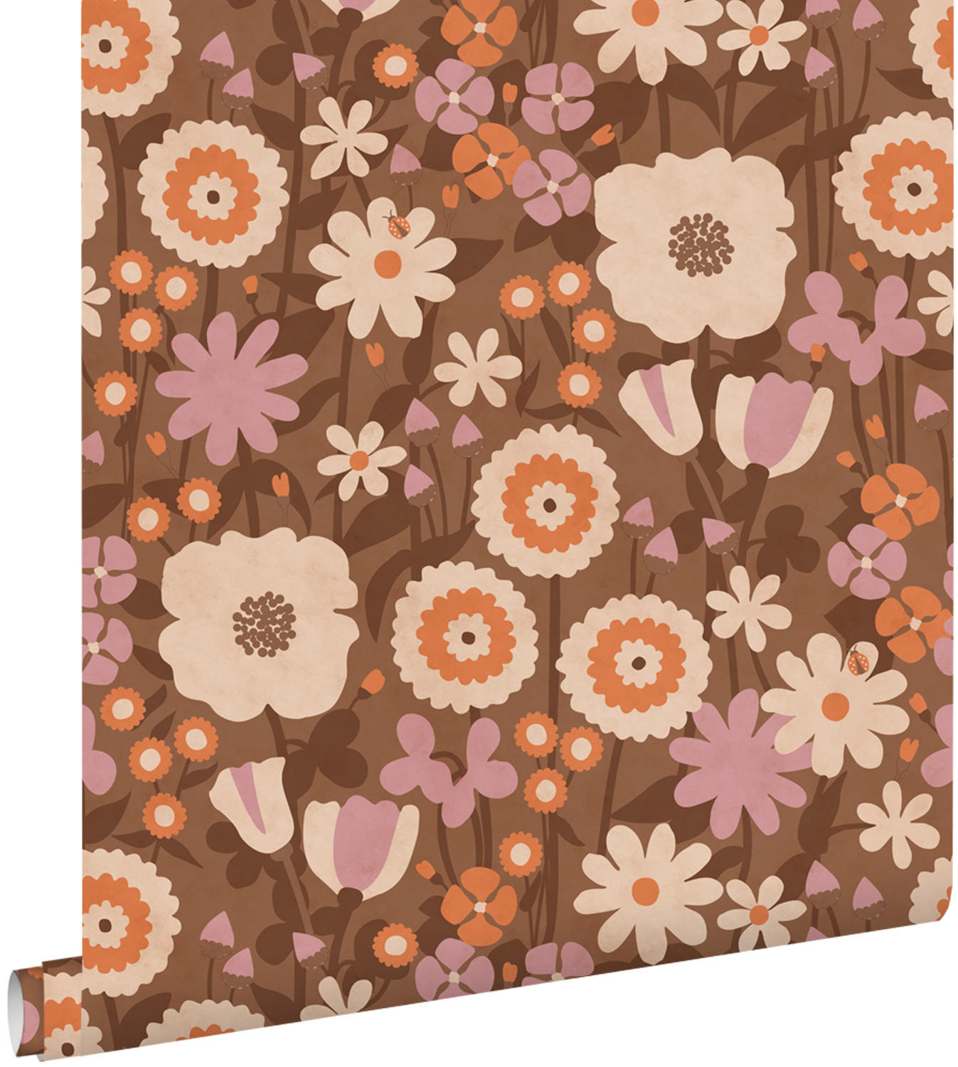 TAPETE Retro Blumen 50 x 900 cm - Braun, Papier (50/0.1cm) - ESTAhome