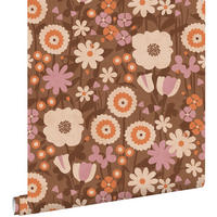 TAPETE Retro Blumen 50 x 900 cm - Braun, Papier (50/0.1cm) - ESTAhome