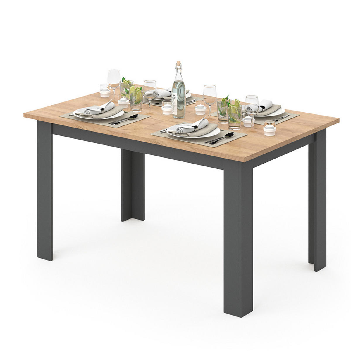 ESSTISCH Karlos Goldkraft Eiche 140 x 90 cm - Eiche Wotan, Holzwerkstoff (90/140/76cm) - Vicco