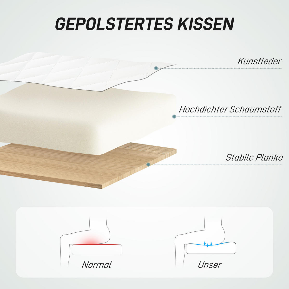 BÜROSTUHL Höhenverstellbarer Kunstleder, Weiß - Weiß, Textil (52/90/53cm) - HOMCOM