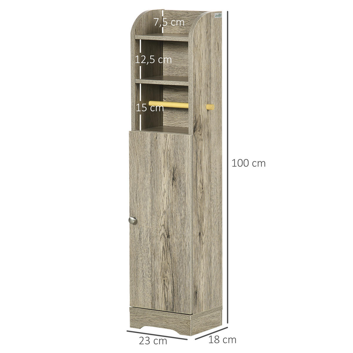 HOCHSCHRANK DE-17309 Grau & Natur - Grau, Holzwerkstoff (18/100/23cm) - ComfortXL