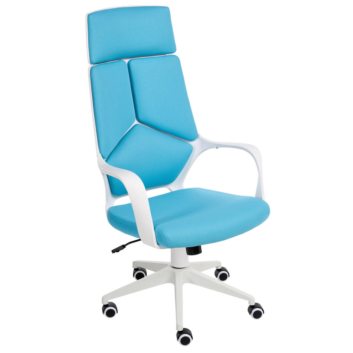 BÜROSTUHL Blau Delight - Blau/Weiß, Textil (64/116/64cm) - Beliani