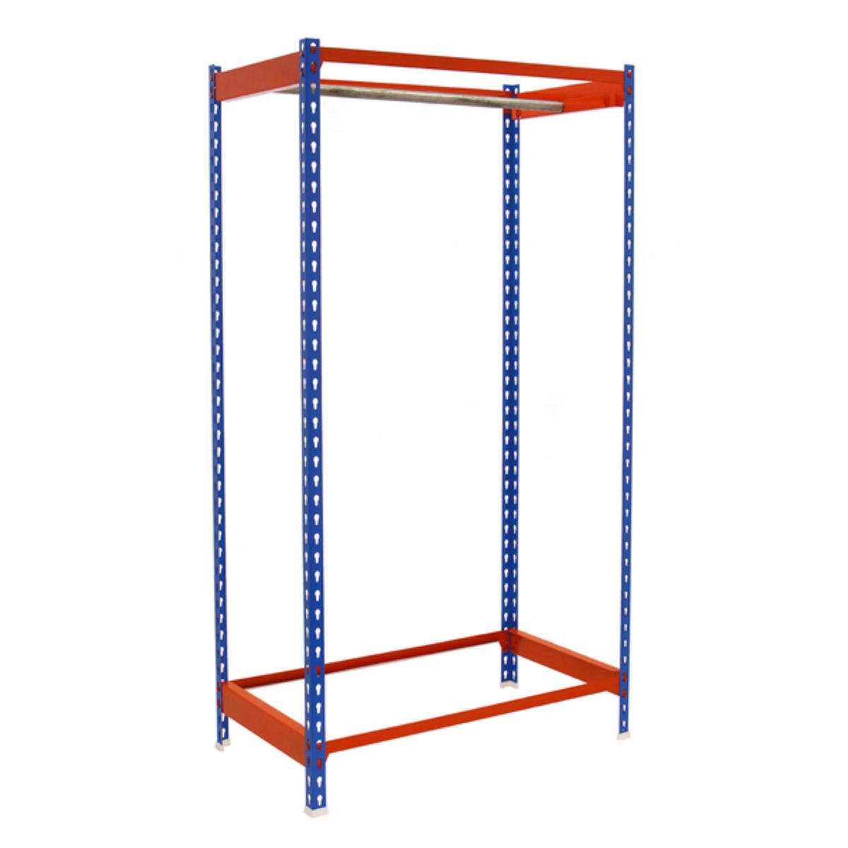 KLEIDERSTANGENREGAL Metal Einzel | HxBxT 150x120x50cm | Blau/Orange | Kleiderständer Garderobe Klamottenregal Stangenregal Regal - Blau, Metall (120/150/50cm) - PROREGAL