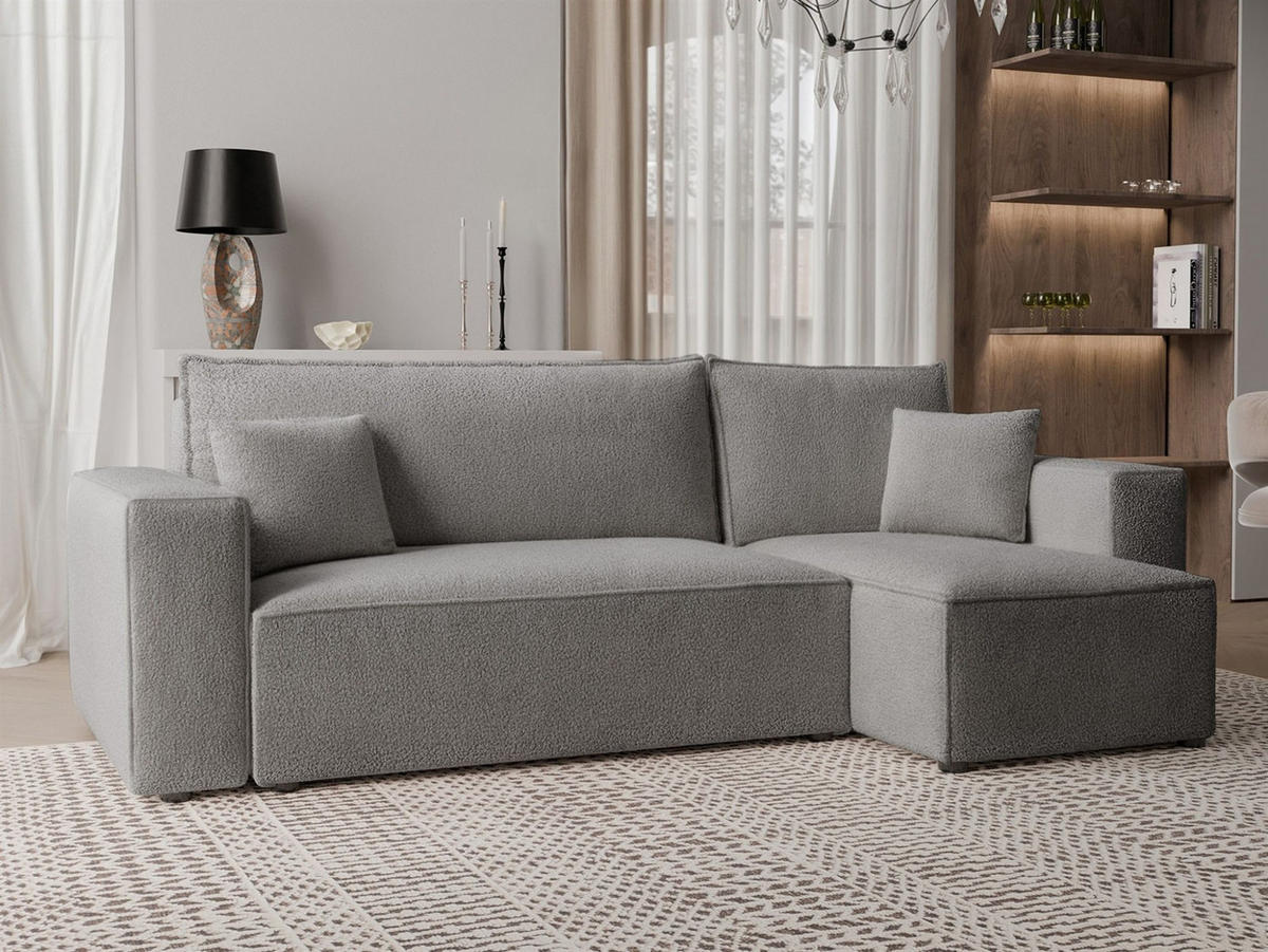 ECKSOFA Adara Mit Schlaffunktion - Grau, Holzwerkstoff/Textil (145/244cm) - Fun Möbel