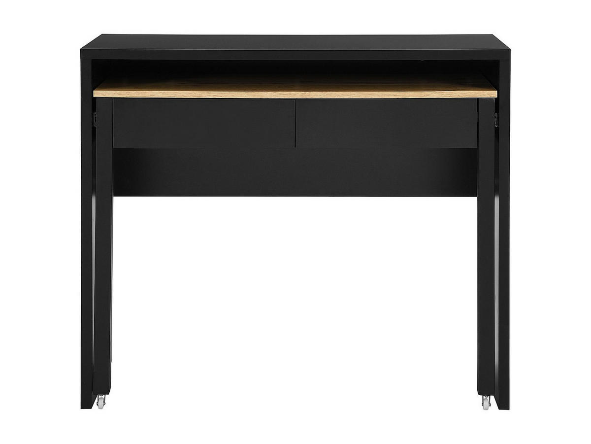 KONSOLENSCHREIBTISCH ausziehbar mit 2 Schubladen - Schwarz & Holzfarben - LOAVIA - Schwarz, Holz (100/40/87cm) - Vente-Unique