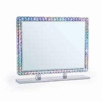 SCHMINKSPIEGEL mit Beleuchtung LED Lichtleiste, rundum mit Strasssteinen besetzt, weiß, 80/60 cm - Weiß, Metall (80/60/15cm) - VANITII
