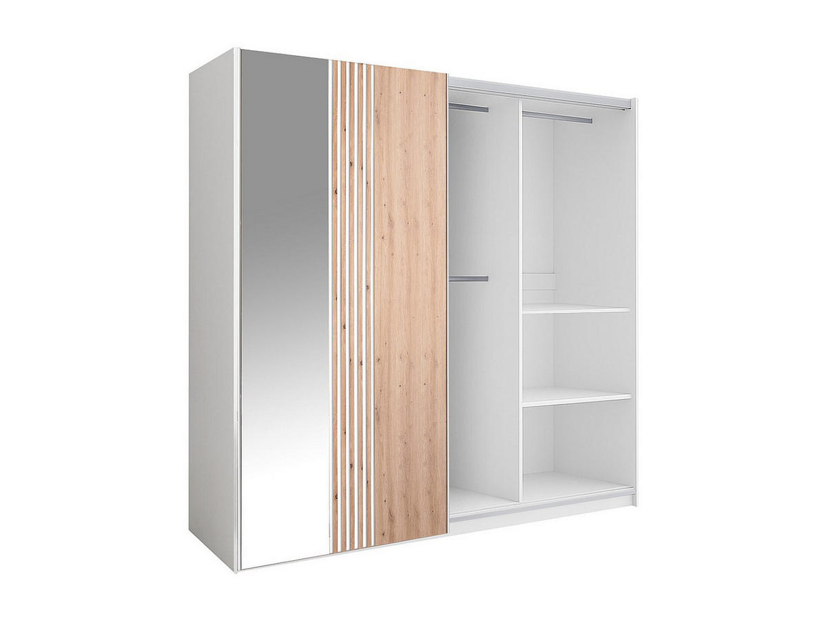 KLEIDERSCHRANK - 250 cm x 65 cm - Holz, Platte - Naturfarben Hell, Weiß ADOSILA - Naturfarben/Weiß, Holz (250/215/65cm) - Vente-Unique
