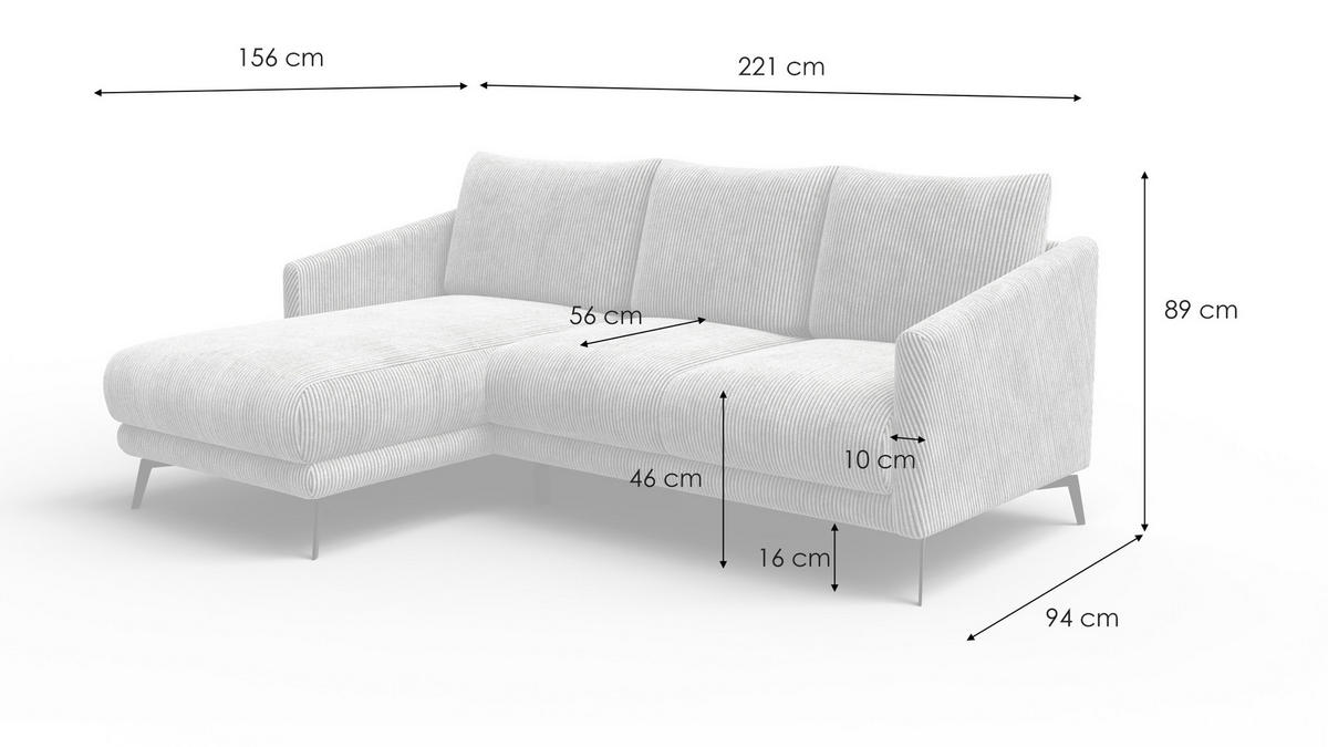 ECKSOFA VILT 3-Sitzer, taupe - Taupe/Schwarz, Holzwerkstoff/Textil (221/156cm) - Courtois Laville