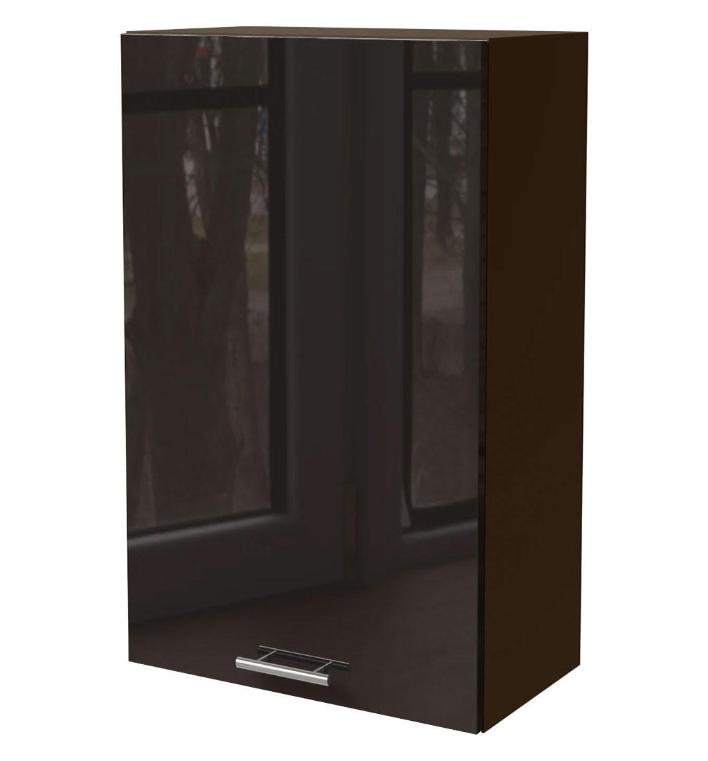 KÜCHENHÄNGESCHRANK Essen W4/60/1 Schwarz Hochglanz / Lava Matt 60 / 32,5 / 96cm - Schwarz Hochglanz/Dunkelgrau, Holz/Holzwerkstoff (60/96/32.5cm) - Feldmann-Wohnen