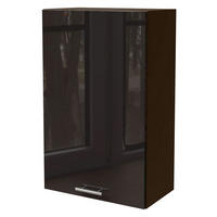 KÜCHENHÄNGESCHRANK Essen W4/60/1 Schwarz Hochglanz / Lava Matt 60 / 32,5 / 96cm - Schwarz Hochglanz/Dunkelgrau, Holz/Holzwerkstoff (60/96/32.5cm) - Feldmann-Wohnen