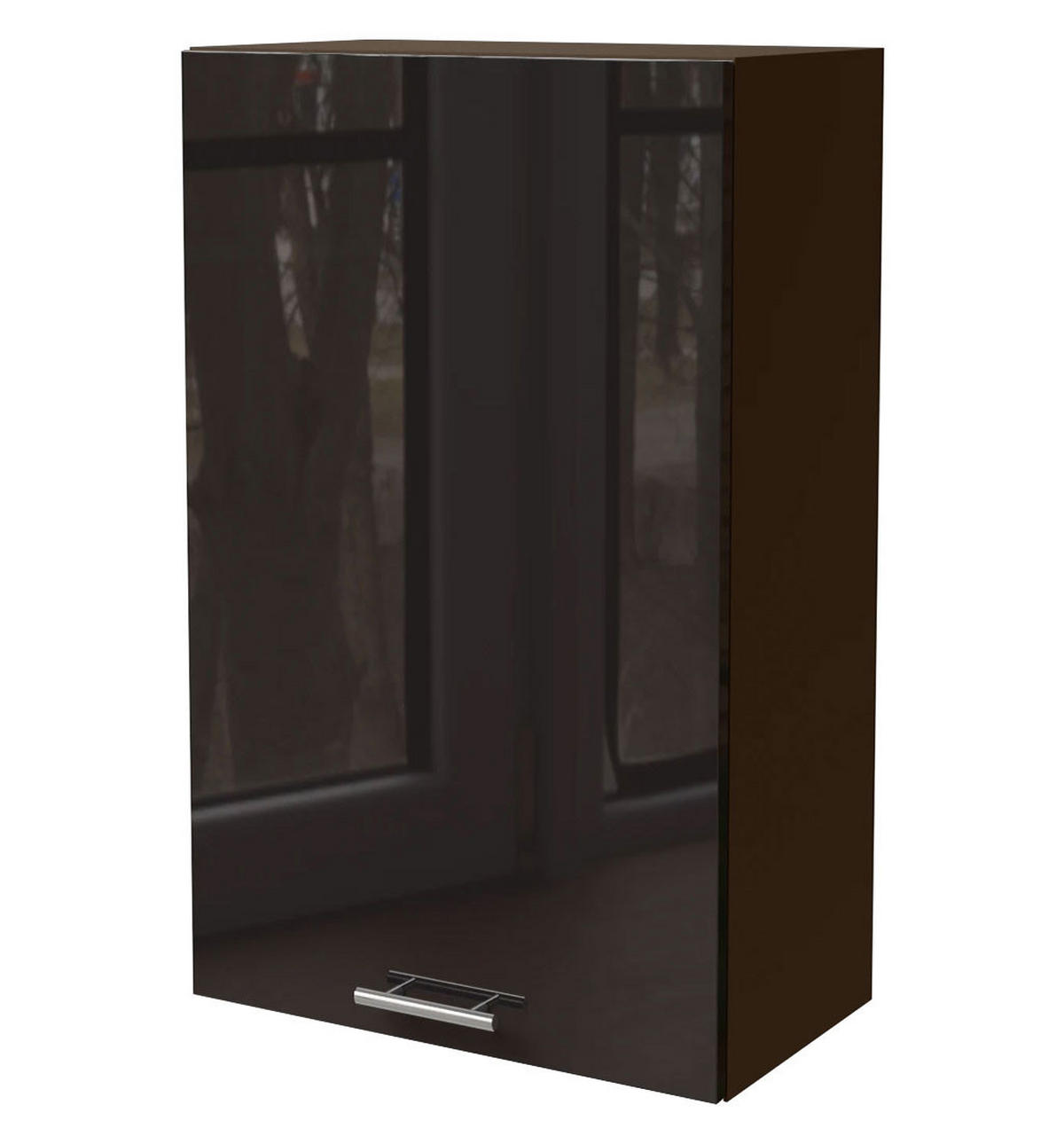 KÜCHENHÄNGESCHRANK Essen W4/60/1 Schwarz Hochglanz / Lava Matt 60 / 32,5 / 96cm - Schwarz Hochglanz/Dunkelgrau, Holz/Holzwerkstoff (60/96/32.5cm) - Feldmann-Wohnen