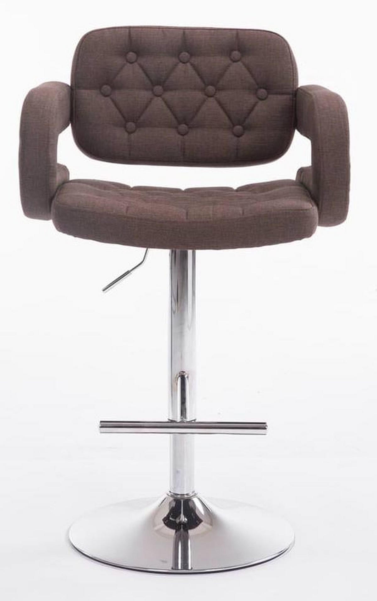 BARHOCKER Dubai, 2er Set, Gestell Metall in Chromoptik, Stoff Braun - Chromfarben/Braun, Textil/Metall (52/100/55cm) - TPFLiving
