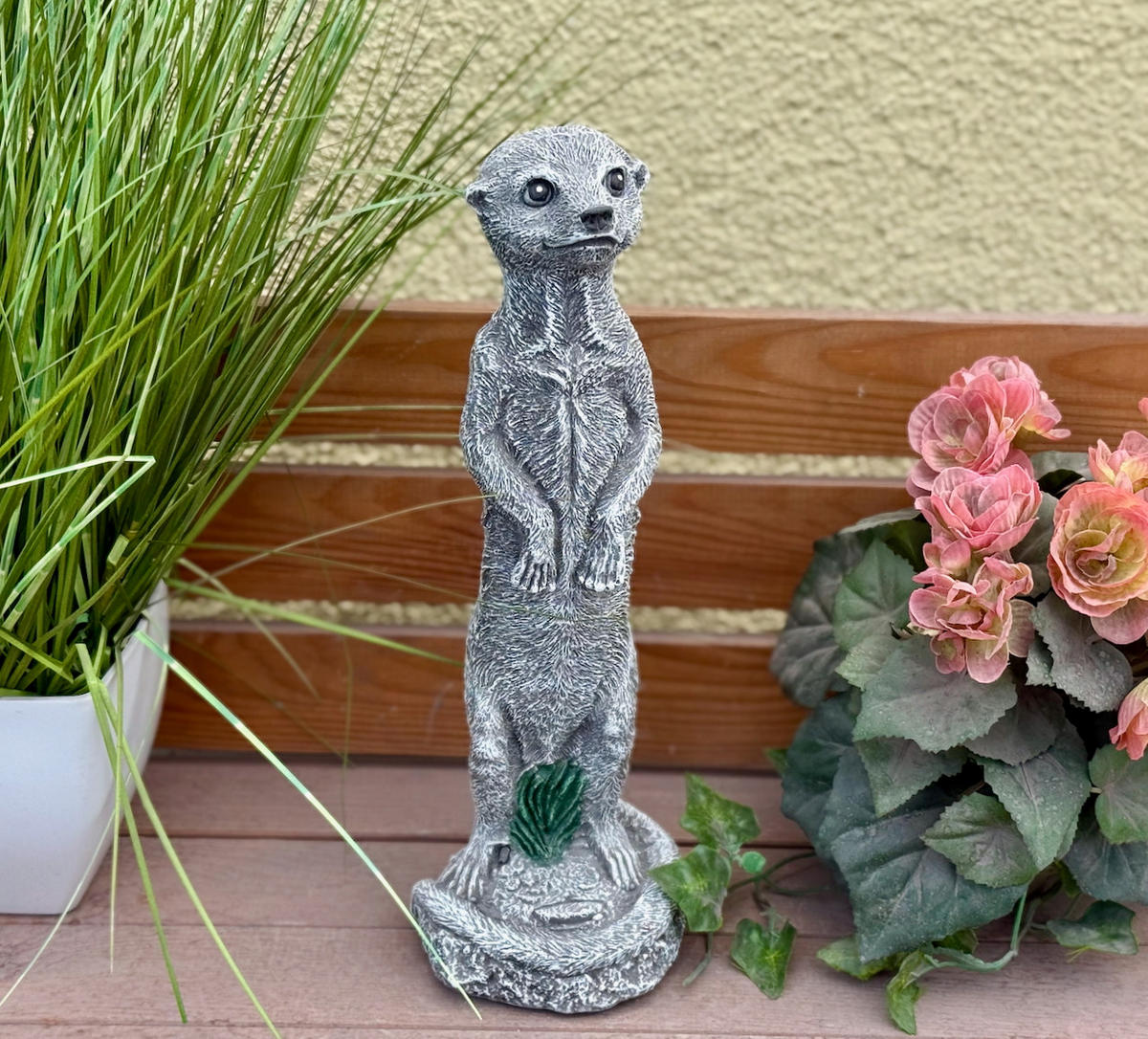 STEINFIGUR Erdmännchen Guido, frostfest, massiv - Grau, Stein (12/35/9cm) - stoneandstyle