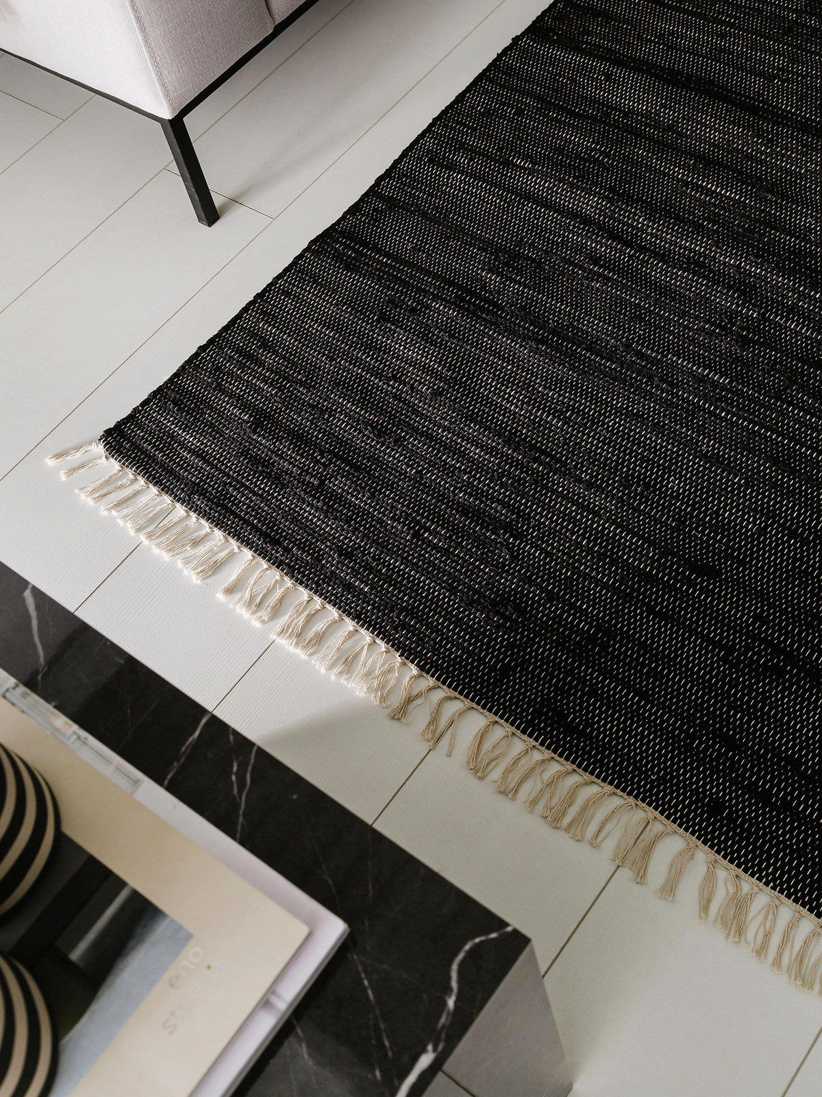 TEPPICH aus recyceltem Material Tom Schwarz 80x150 cm - Schwarz, Textil (80/150cm) - benuta Pop