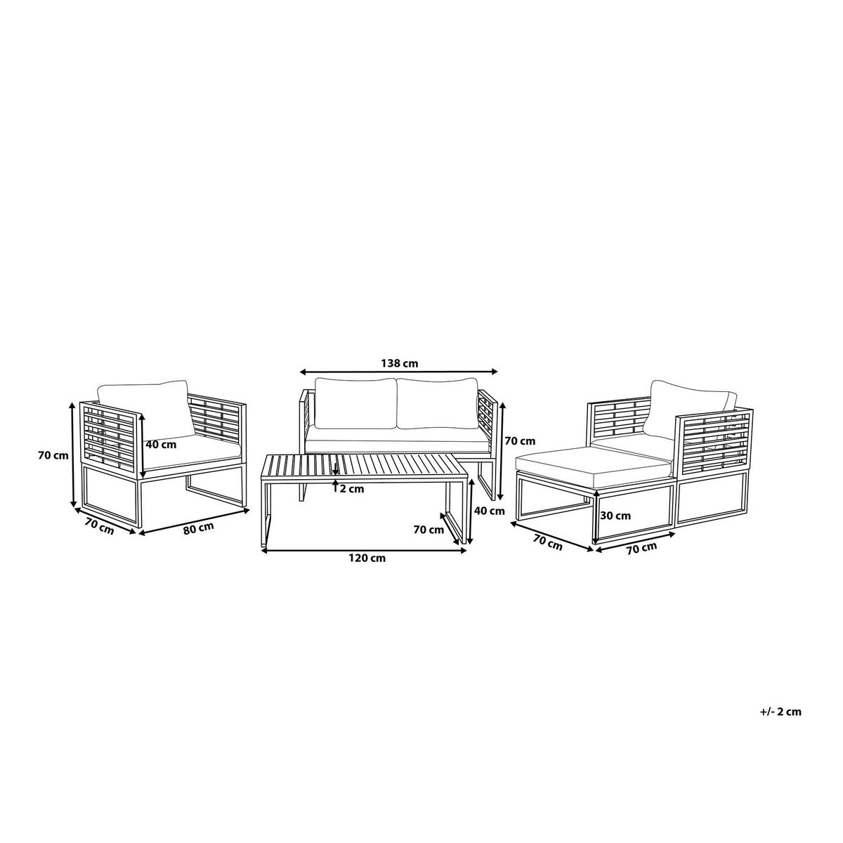 LOUNGE-SET 4-sitzer Akazienholz Hellbraun Bermuda - Hellbraun, Holz - Beliani