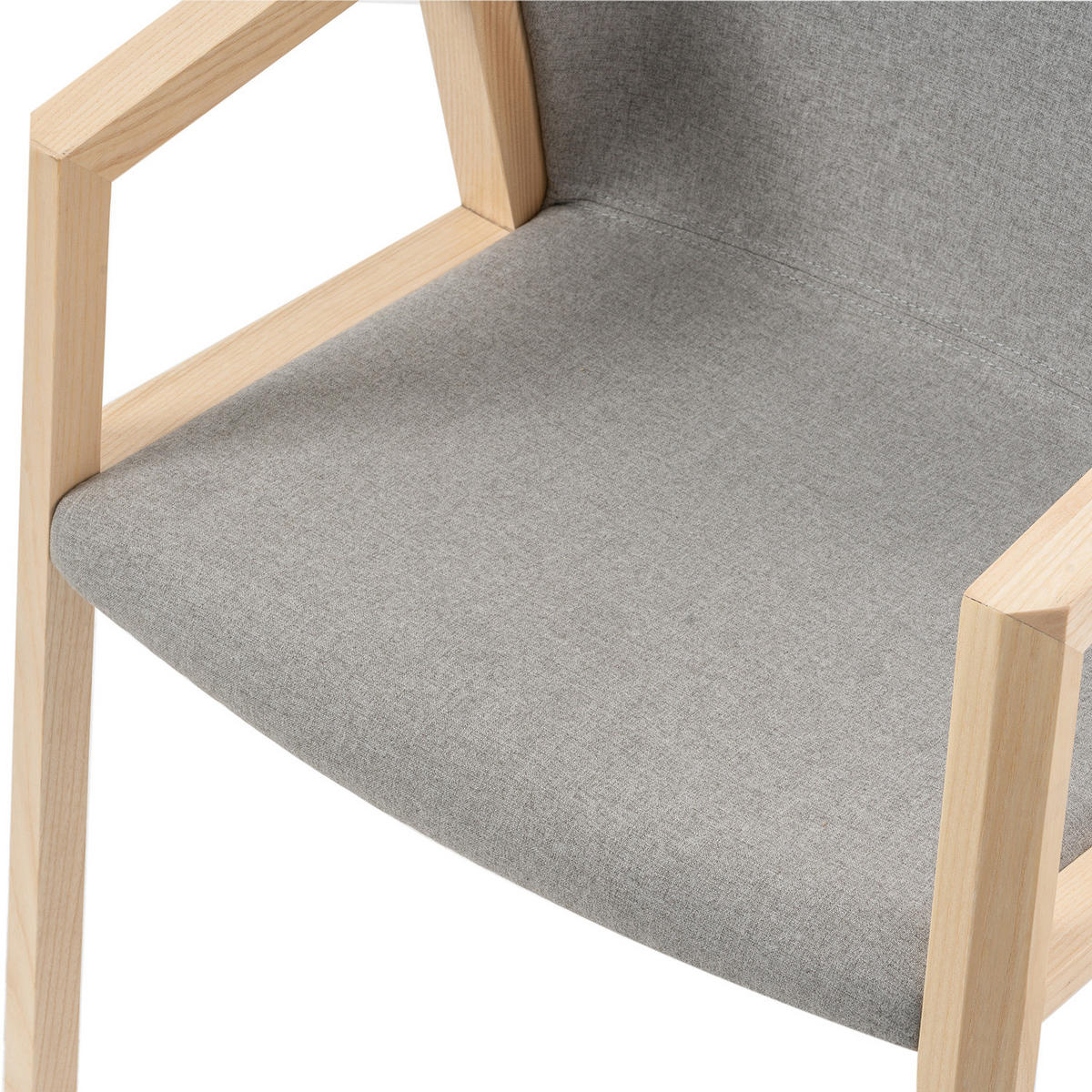 ARMLEHNENSTUHL - Webstoff / Esche massiv, Hellgrau - Hellgrau, Textil (61/80/56cm) - home24