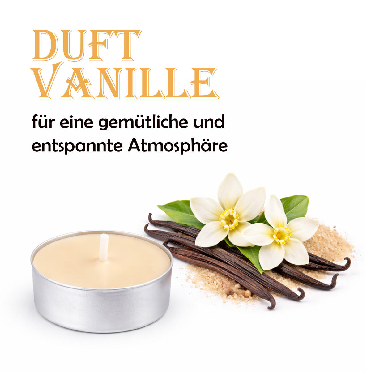 TEELICHT mit Duft - Vanille - 54er Pack - Creme, Naturmaterialien (4/1.5/4cm) - HS Candle