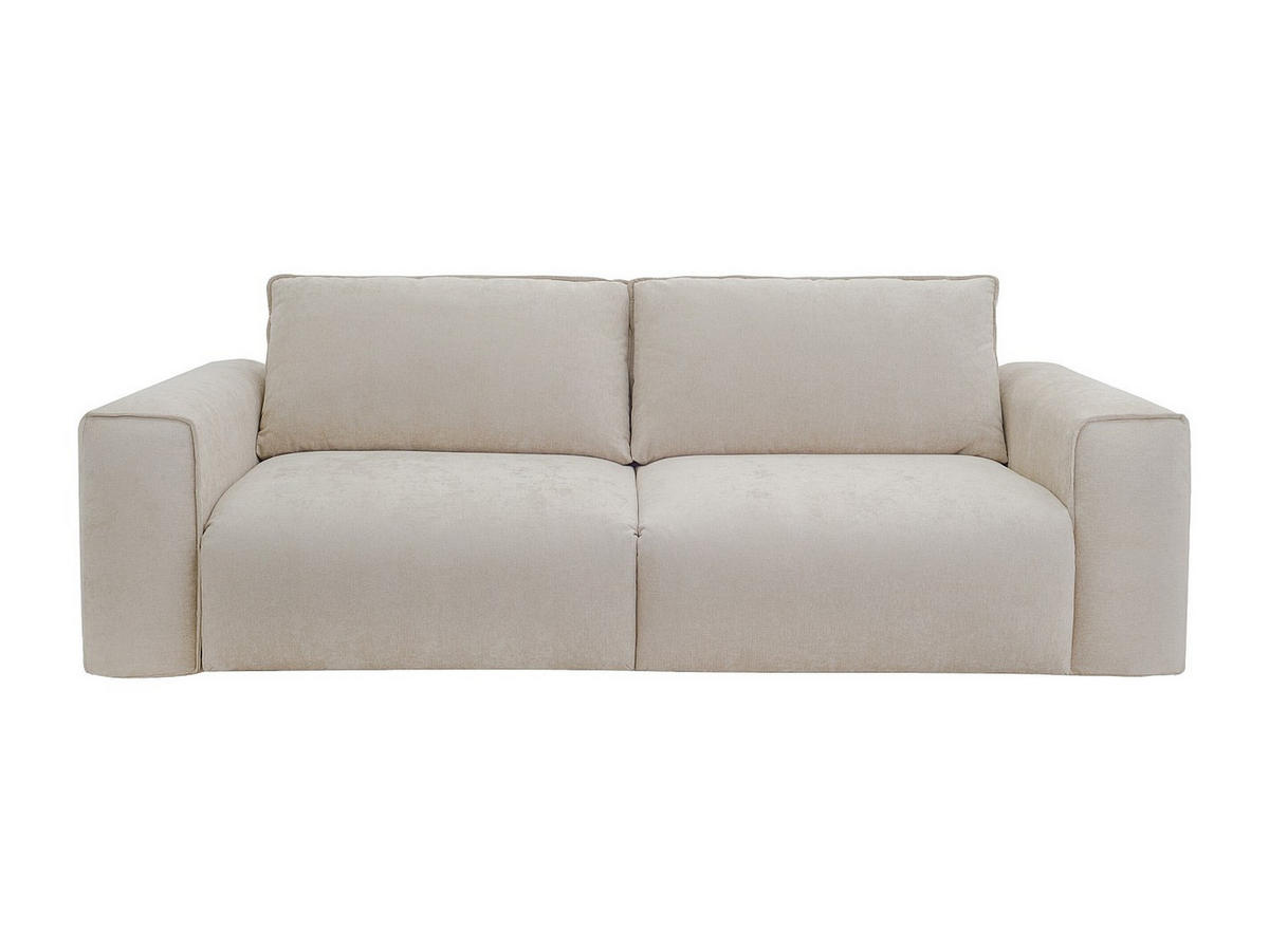 3-SITZER Schlafsofa Express in beigem Stoff – Liegefläche 140 cm, Matratze 16 cm POGLO - Beige, Textil (216/80/100cm) - Vente-Unique