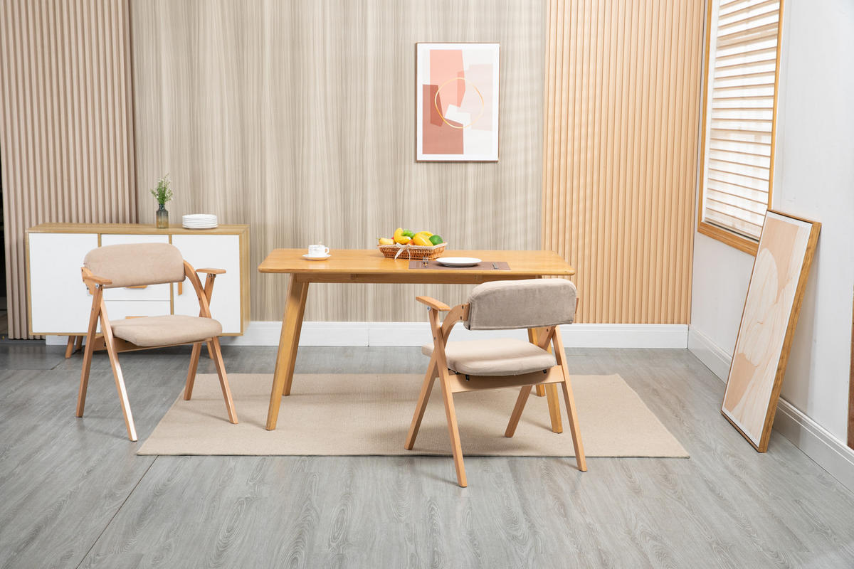 KLAPPSTUHL DE-36270 2er-Set mit Armlehnen Khaki - Sandfarben, Holz (60/79/52.5cm) - ComfortXL