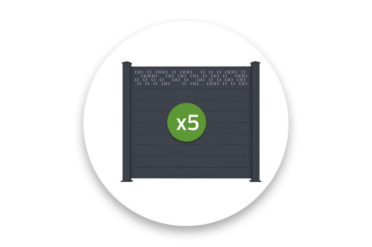 SICHTSCHUTZZAUN 5er-Set Adula grau 1,9m H.170cm aluminium - Grau, Metall (945/166cm) - Casanoov