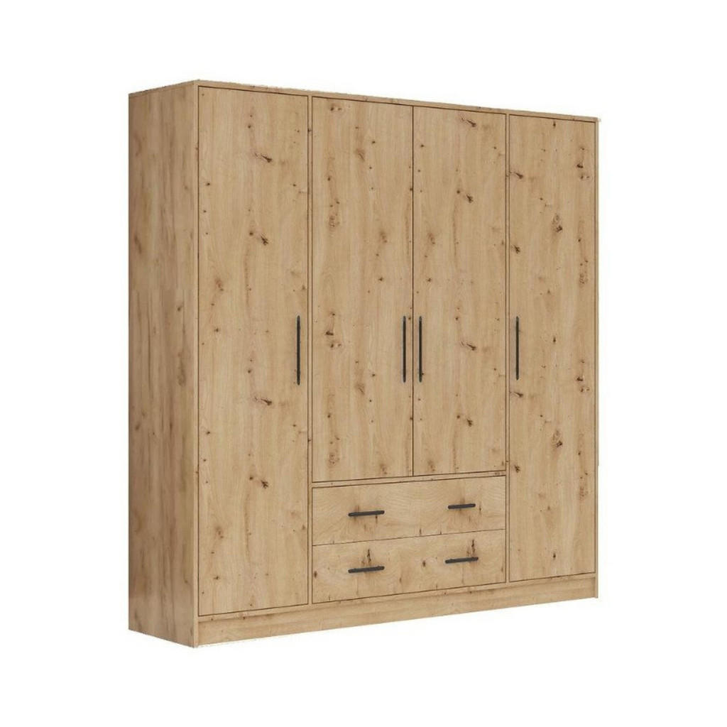 Thumbnail - Deine Möbel 24 Kleiderschrank, Eiche Artisan, Holzwerkstoff, 200x190x56 cm, Schlafzimmer, Kleiderschränke, Drehtürenschr...