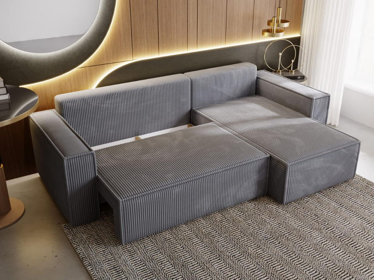 ECKSOFA Prato XL Dunkelgrau - Dunkelgrau/Schwarz, Holz/Kunststoff (280/170cm) - Graingold