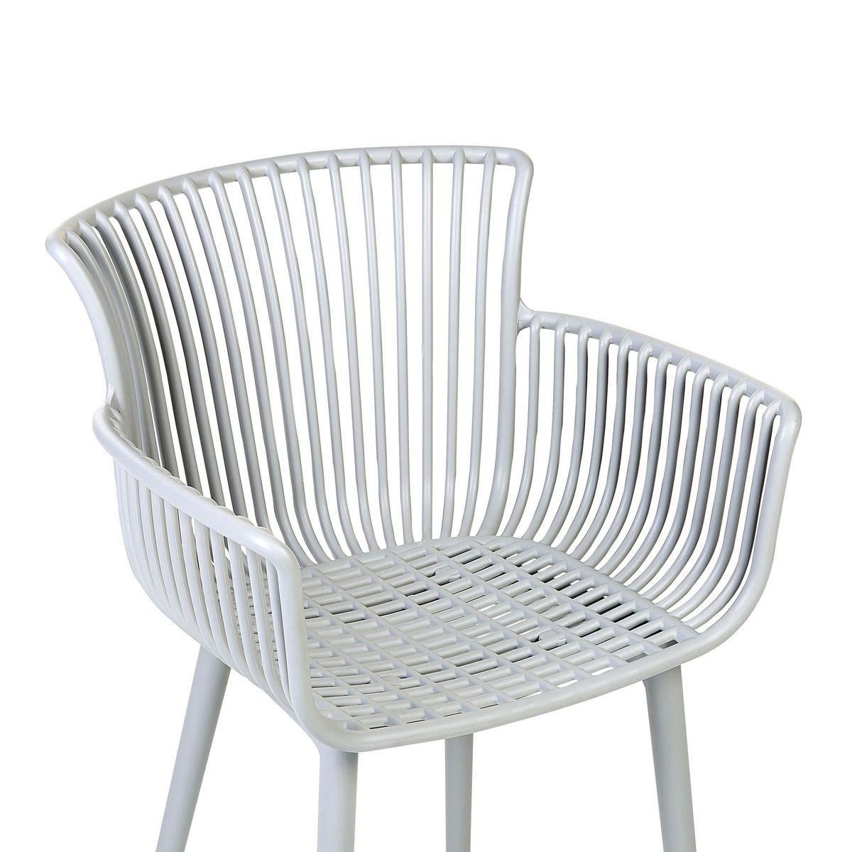 GARTENSTUHL 4er-Set Kunststoff hellgrau Pesaro - Grau, Kunststoff (58/84/45cm) - Beliani