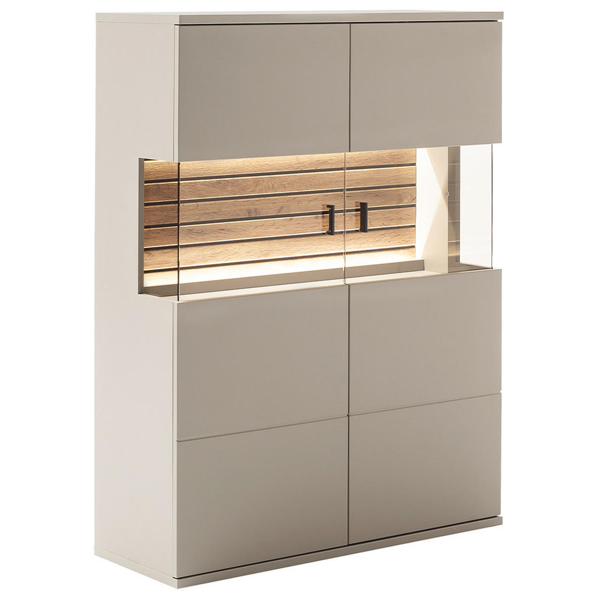 WOHNZIMMER-SET 4-TLG. Liezen-05 - Grau, Holzwerkstoff (670/177/60cm) - Lomado