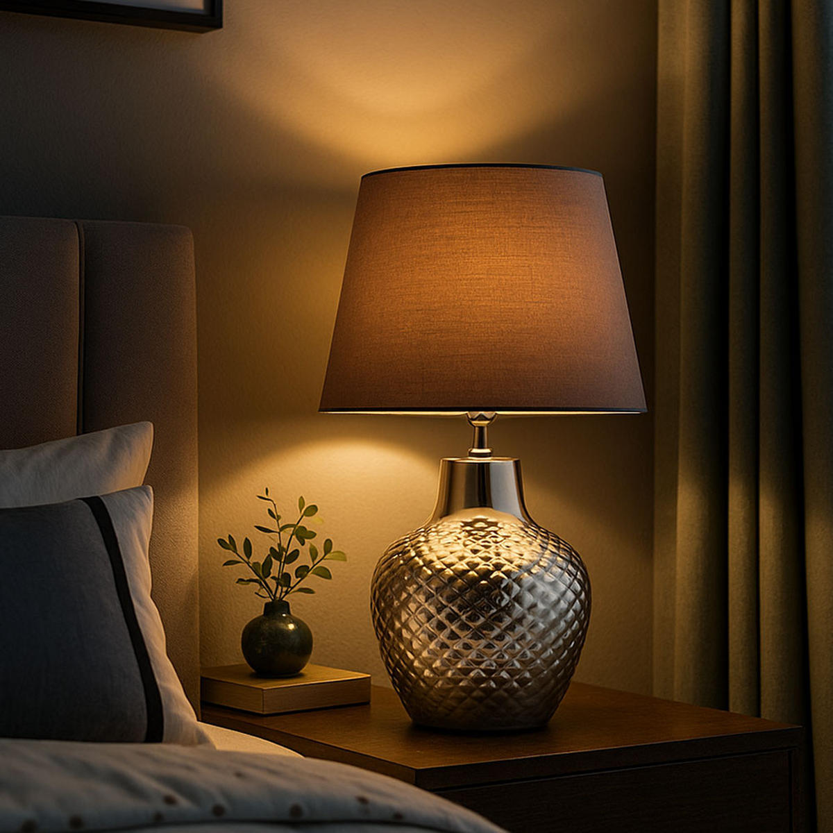 LED TISCHLEUCHTE HANKA Braun Keramik - Braun, Textil (20/32/32cm) - Nowa