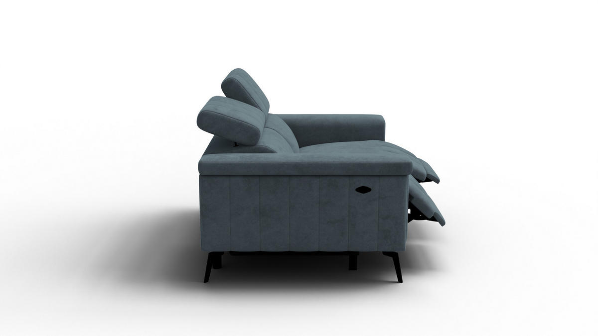 RELAXSOFA NORDEL 2-Sitzer, blaugrau - Blaugrau/Schwarz, Holz/Textil (150/80/105cm) - Courtois Laville