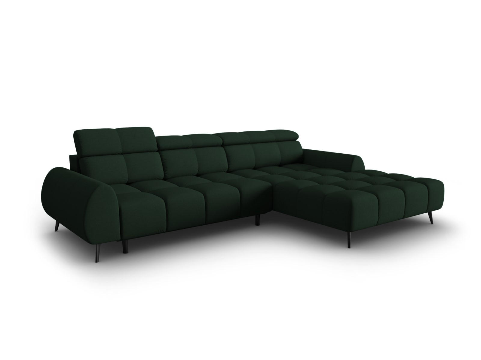 ELEKTRISCHES-ECKSOFA rechts Alyse aus strukturiertem Stoff dunkelgrün 5 Sitzplätze - Dunkelgrün, Textil (188/295cm) - Micadoni