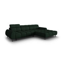 ELEKTRISCHES-ECKSOFA rechts Alyse aus strukturiertem Stoff dunkelgrün 5 Sitzplätze - Dunkelgrün, Textil (188/295cm) - Micadoni