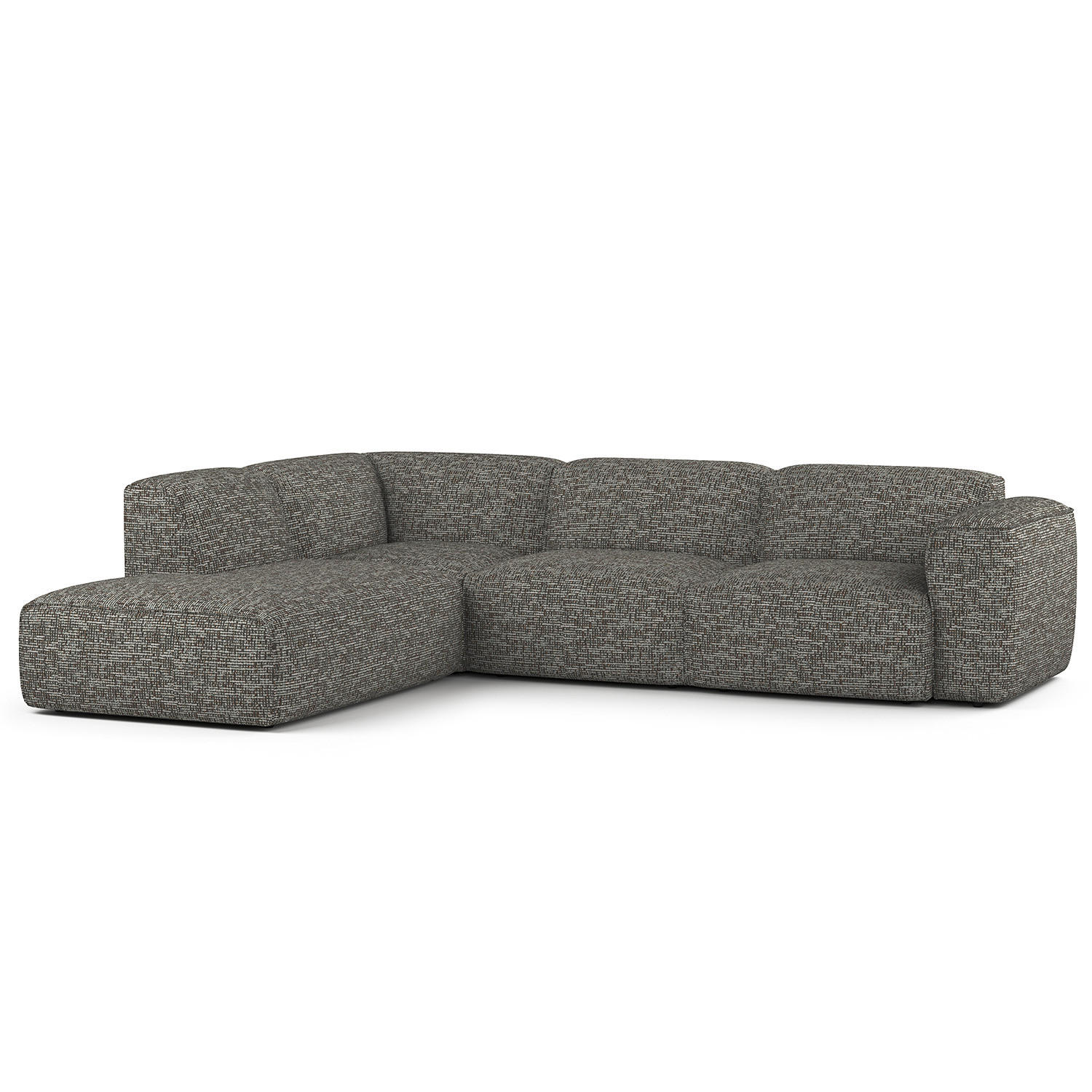 3-SITZER ECKSOFA mit Recamiere - Schwarz/Grau, Kunststoff/Textil (295/231cm) - home24